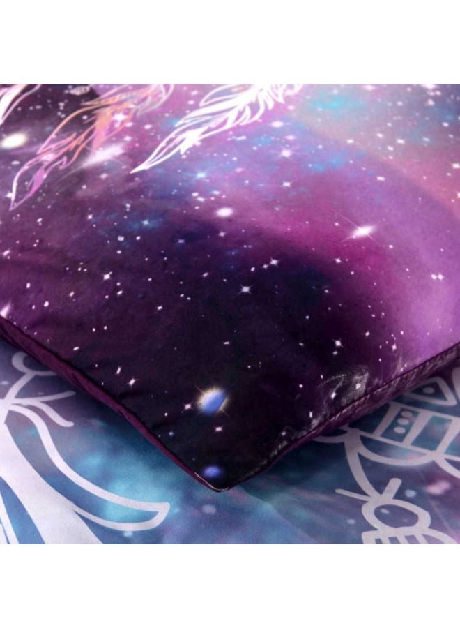3-Piece Magic Wind Chimes Printed Bed Sheet And Pillowcase Set Polyester Purple/White/Blue King - Image 3