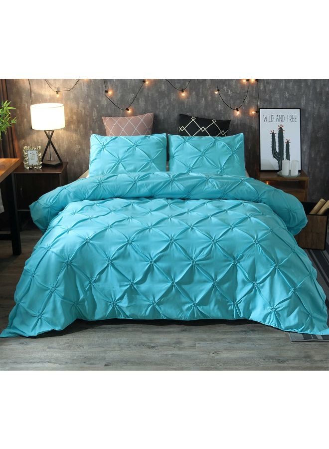 3-Piece Bed Sheet And Pillowcase Set Polyester Blue Full - Image 1
