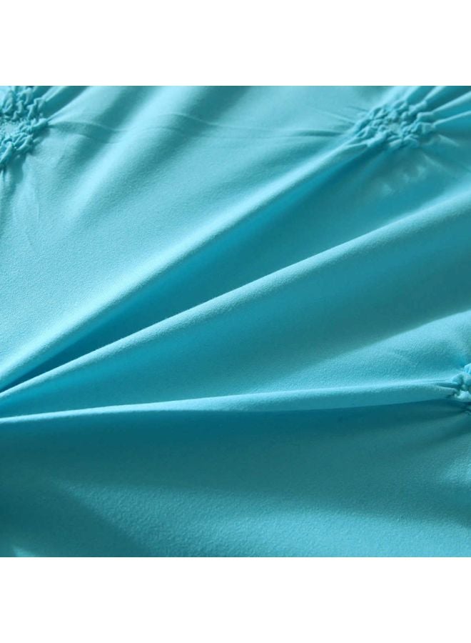 3-Piece Bed Sheet And Pillowcase Set Polyester Blue Full - Image 2