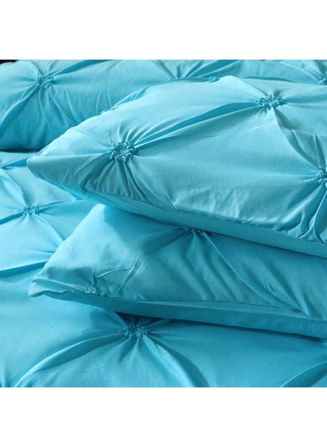 3-Piece Bed Sheet And Pillowcase Set Polyester Blue Full - Image 4