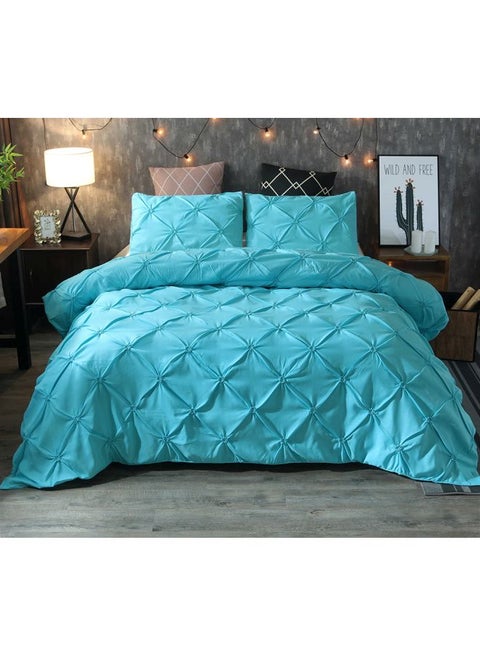3-Piece Bed Sheet And Pillowcase Set Polyester Blue Single
