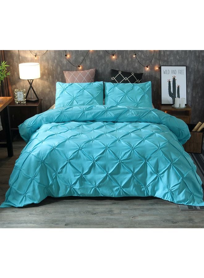 Generic 3-Piece Bed Sheet And Pillowcase Set Polyester Blue Single  - Image 1