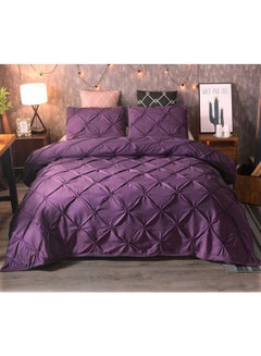 Generic 3-Piece Bed Sheet And Pillowcase Set Polyester Purple King  - Image 1