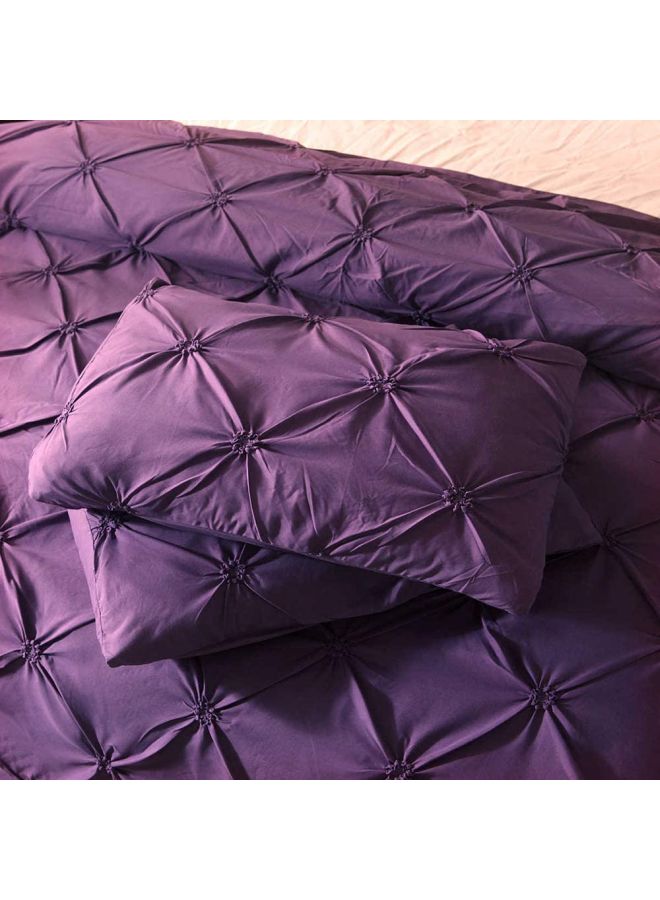 3-Piece Bed Sheet And Pillowcase Set Polyester Purple King - Image 3