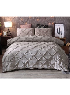 Generic 3-Piece Bed Sheet And Pillowcase Set Polyester Grey King  - Image 1