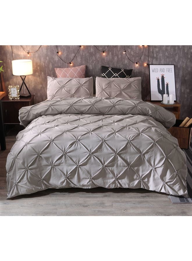 Generic - 3-Piece Bed Sheet And Pillowcase Set Polyester Grey King - Image 1