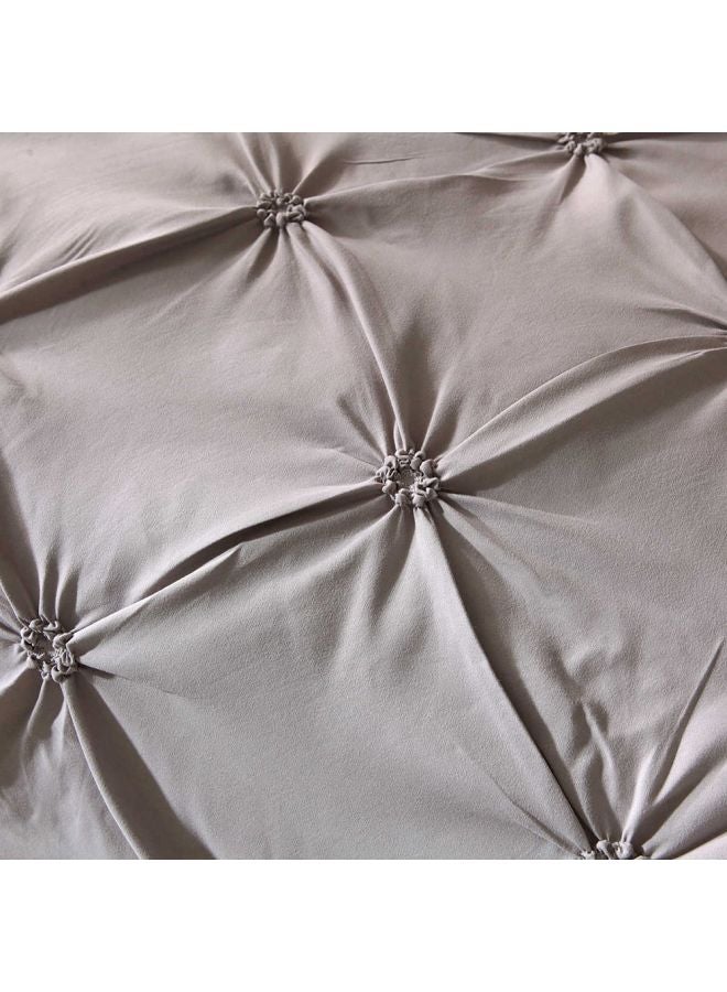 Generic - 3-Piece Bed Sheet And Pillowcase Set Polyester Grey King - Image 1