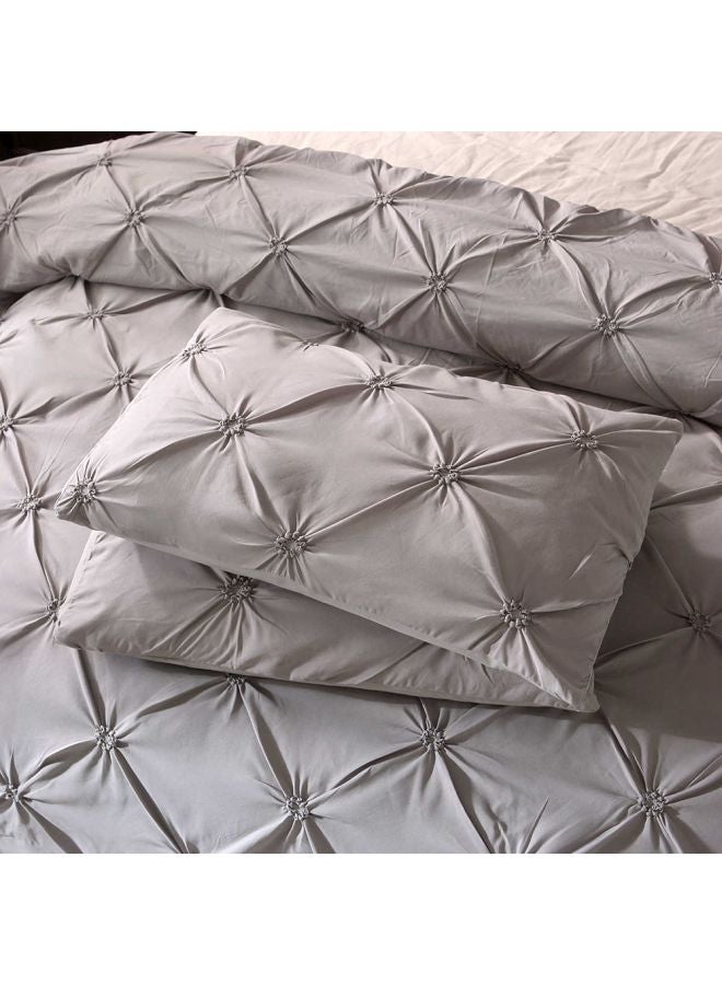 Generic - 3-Piece Bed Sheet And Pillowcase Set Polyester Grey King - Image 1