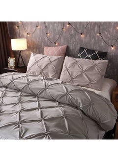 Generic 3-Piece Bed Sheet And Pillowcase Set Polyester Grey King  - Image 4