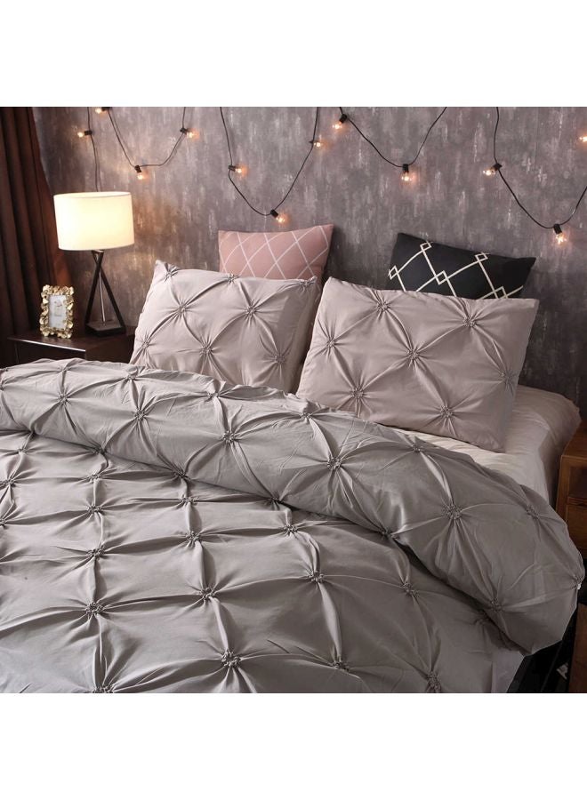 Generic - 3-Piece Bed Sheet And Pillowcase Set Polyester Grey King - Image 1