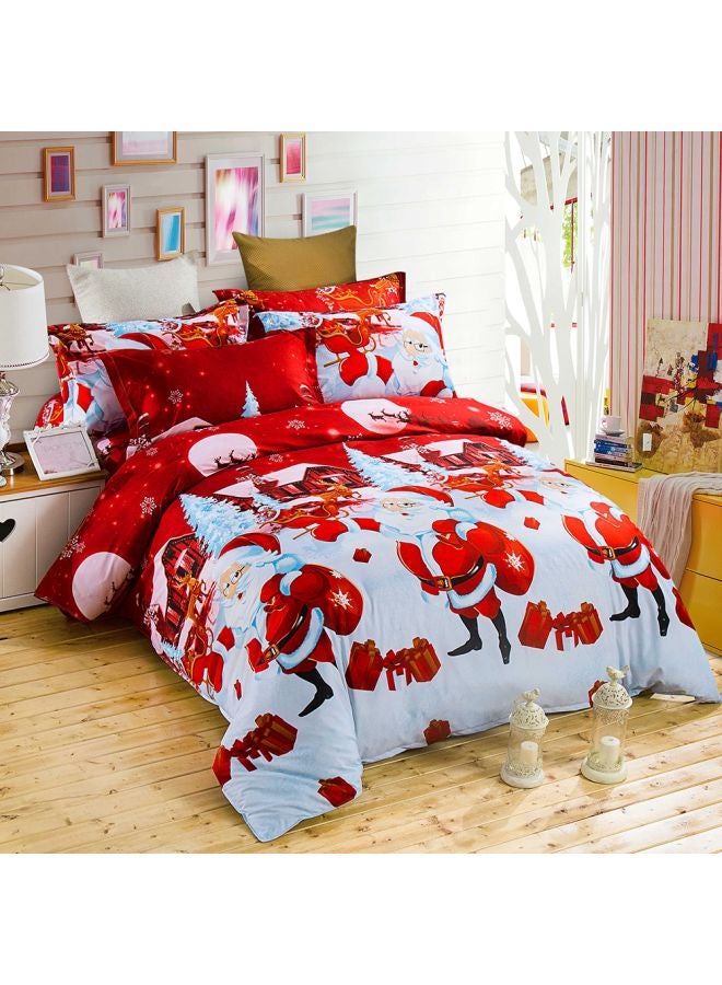 Decdeal 3-Piece Santa Printed Duvet Cover Set Polyester Multicolour Twin - Image 1