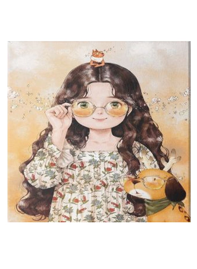 Girl Animation Hidden Frame Canvas Wall Painting Multicolour 50 x 50cm - Image 1