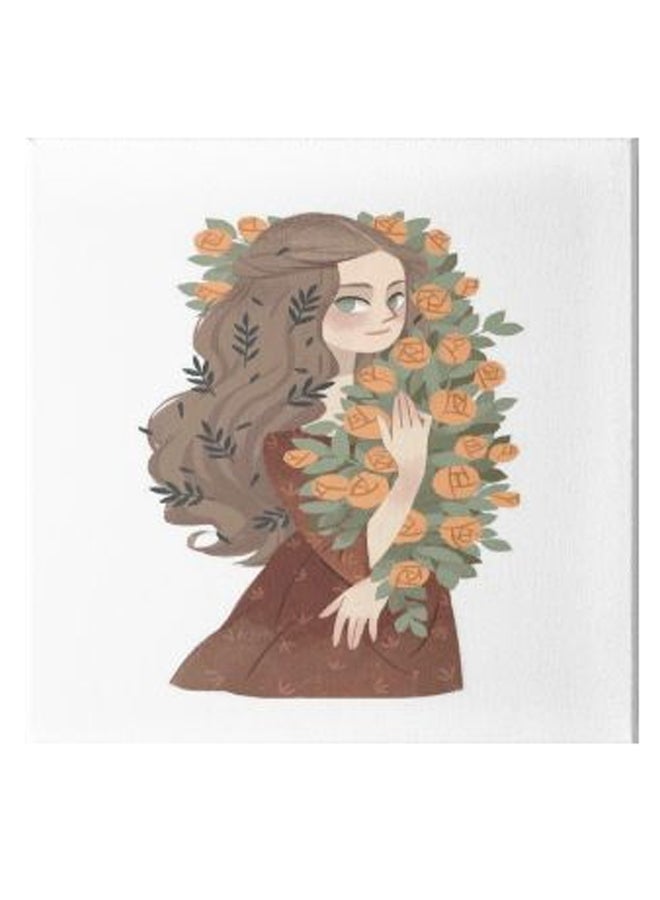 Girl Animation Hidden Frame Canvas Wall Painting Multicolour 50 x 50cm - Image 1
