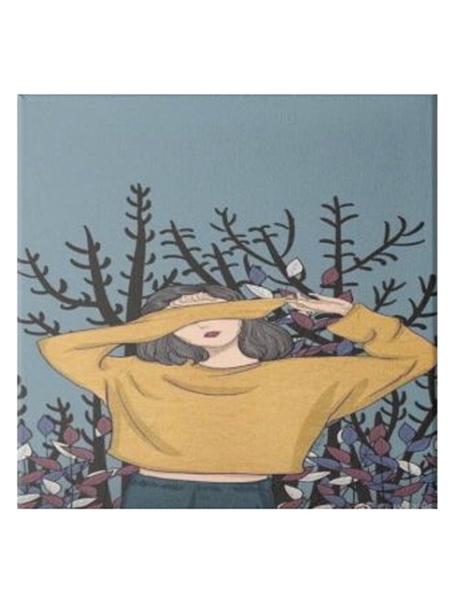 Girl Animation Hidden Frame Canvas Wall Painting Multicolour 50 x 50cm - Image 1