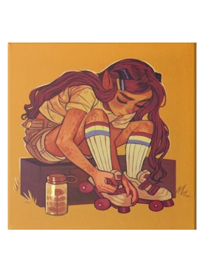 Girl Animation Hidden Frame Canvas Wall Painting Multicolour 50 x 50cm - Image 1