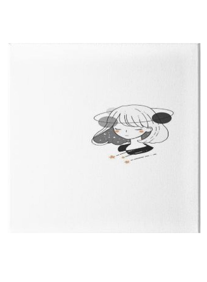 Girl Animation Hidden Frame Canvas Wall Painting Black/Grey/White 50 x 50cm - Image 1