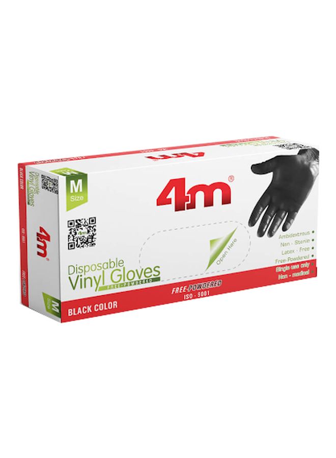 4M قفازات من الفينيل للاستخدام مرة واحدة من 80 قطعة أسود M  - Image 1