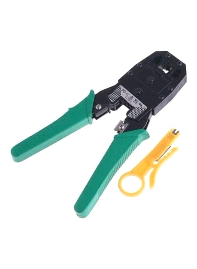 Generic RJ45 CAT5 Network LAN Cable Crimper Plier With Stripping And Punch Down Tool Green/Black/Yellow 195x70mm  - Image 1