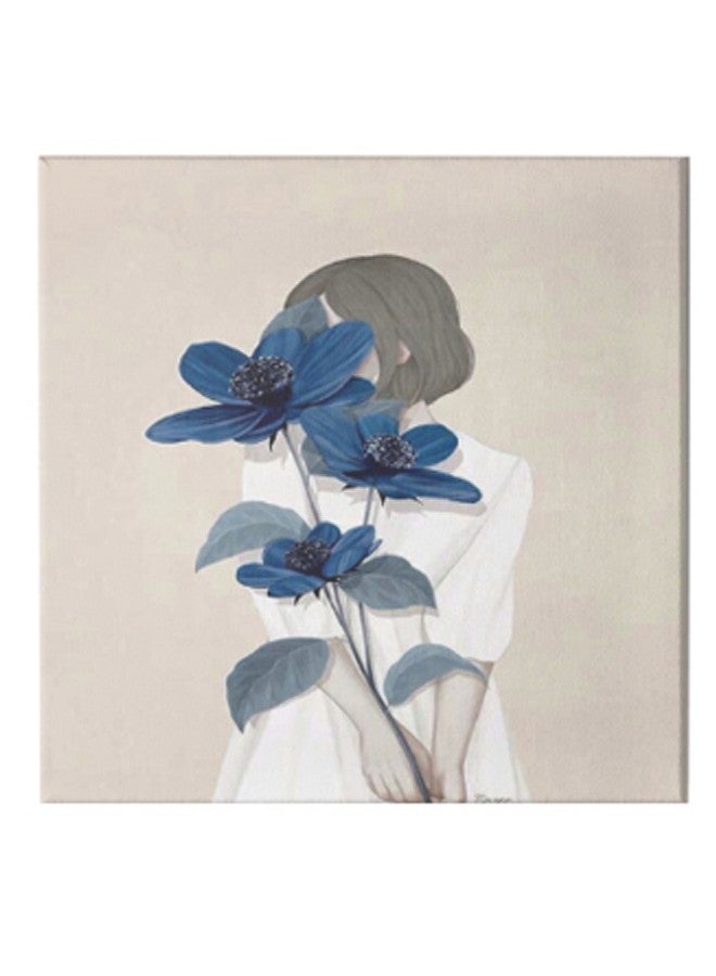 Girl With Flower Hidden Frame Canvas Wall Painting Multicolour 50 x 50cm - Image 1