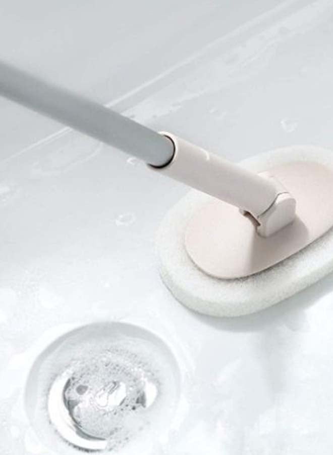 AIWANTO - Extendable Long Handle Scrubber Brush White/Silver 90cm - Image 1