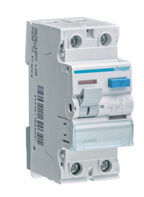 RCCB 2P Earth Leakage Circuit Breaker White/Grey/Blue