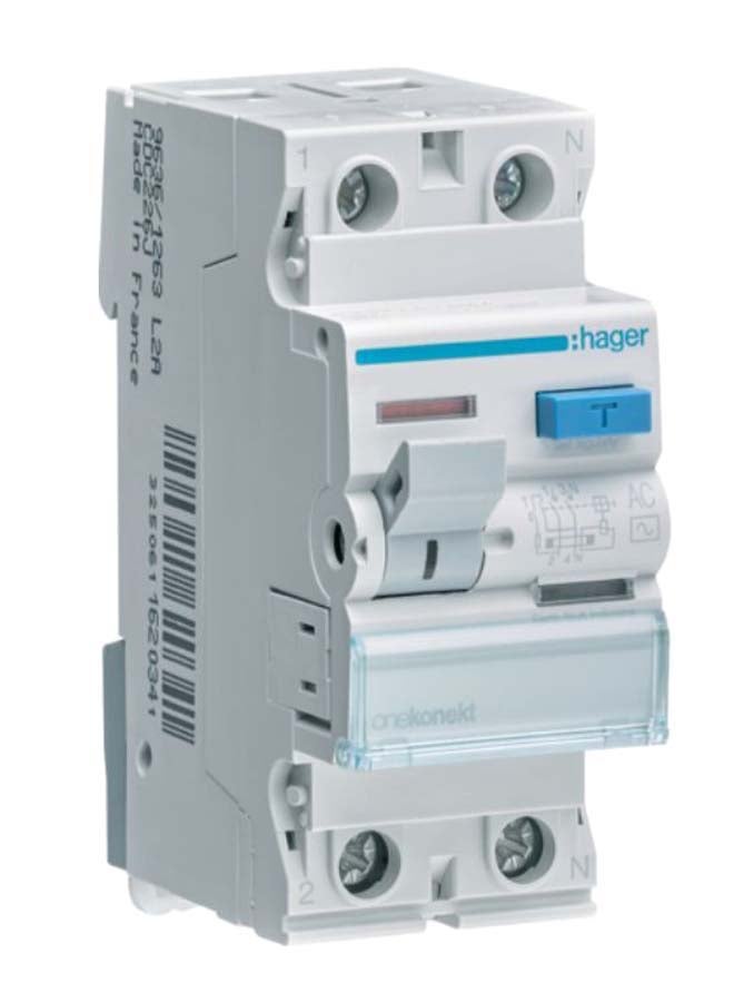Hager RCCB 2P Earth Leakage Circuit Breaker White/Grey/Blue
