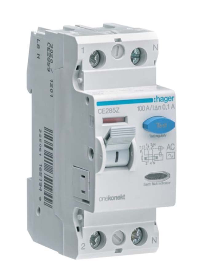 Hager RCCB 2P Earth Leakage Circuit Breaker White/Grey/Blue