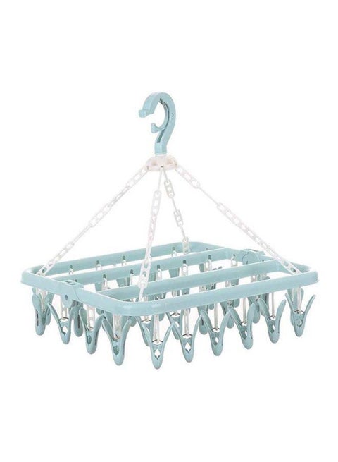 علاقة تجفيف الملابس قابلة للطي مكونة من 32 مشبك أزرق/ أبيض