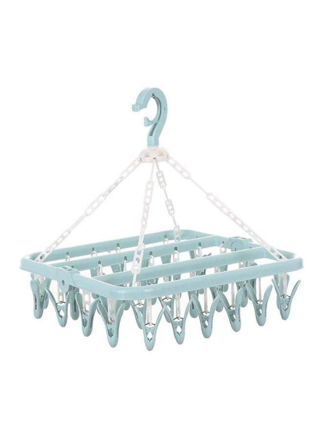 AIWANTO 32-Clip Foldable Clothes Drying Hanger Blue/White 