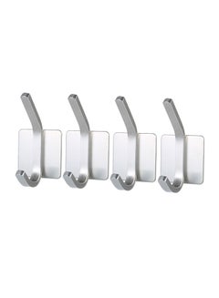 4-Piece Robe Towel Wall Hanger Coat Hook Silver 9centimeter
