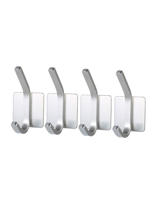 Generic - 4-Piece Robe Towel Wall Hanger Coat Hook Silver 9centimeter - Image 1