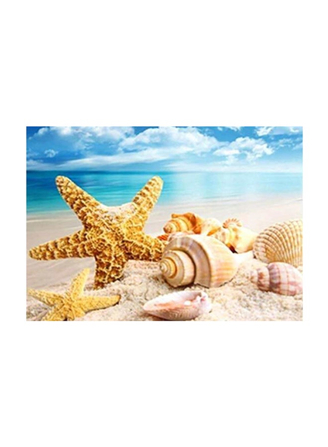 Starfish And Seashell On Beach Wall Art Painting Multicolour 30 x 40cm - Image 1