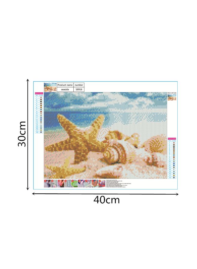 Starfish And Seashell On Beach Wall Art Painting Multicolour 30 x 40cm - Image 4
