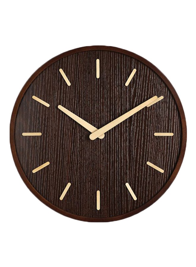 Round Shape Decorative Wall Clock Brown 10inch
