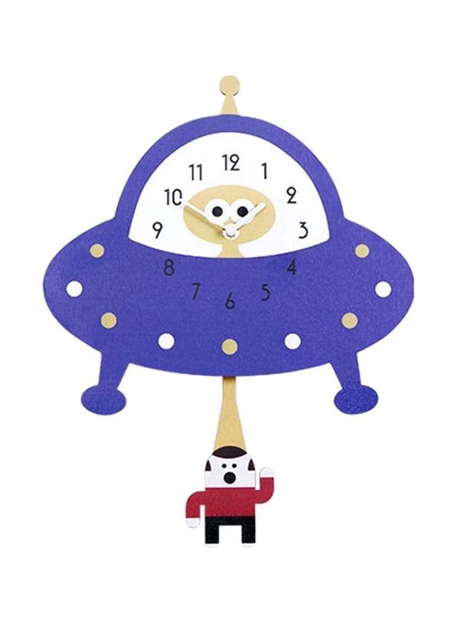 Alien Spaceship Kids Room Decorative Wall Clock Blue/White/Red 32 x 7centimeter  - Image 1
