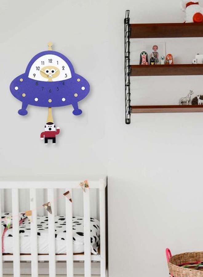 Alien Spaceship Kids Room Decorative Wall Clock Blue/White/Red 32 x 7centimeter  - Image 2