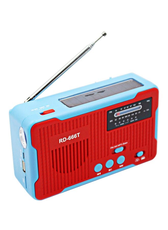 Generic Solar Powered FM Radio RD666T Blue/Red  - Image 1
