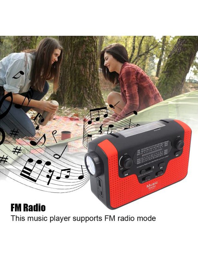 راديو FM يعمل بالطاقة الشمسية RD3888T أحمر وأسود - Image 4