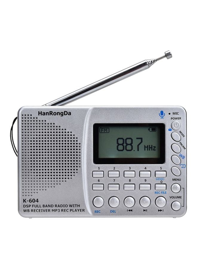 Generic Portable FM Radio K-604 Silver  - Image 1