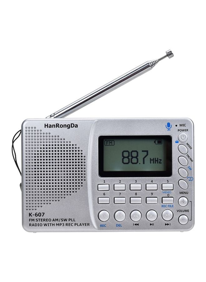 Generic Portable FM Radio K607 Silver  - Image 1