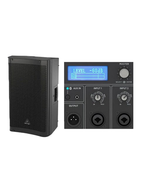 PA Speaker System With 2-Channel Mixer DR112DSP Black