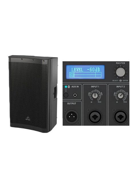 PA Speaker System With 2-Channel Mixer DR115DSP Black