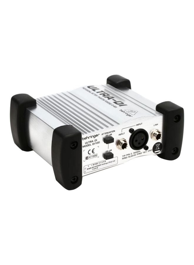 behringer Ultra-Di Phantom Powered Box DI100 Silver/Black - Image 1
