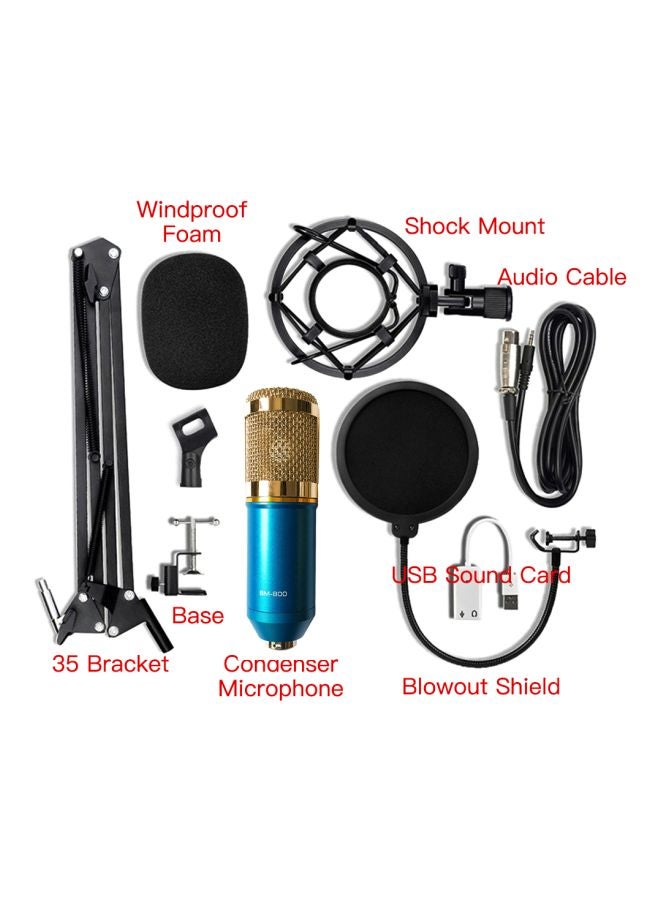 Condenser Microphone With Accessories Set BM-800 Black/Blue/Gold  - Image 2