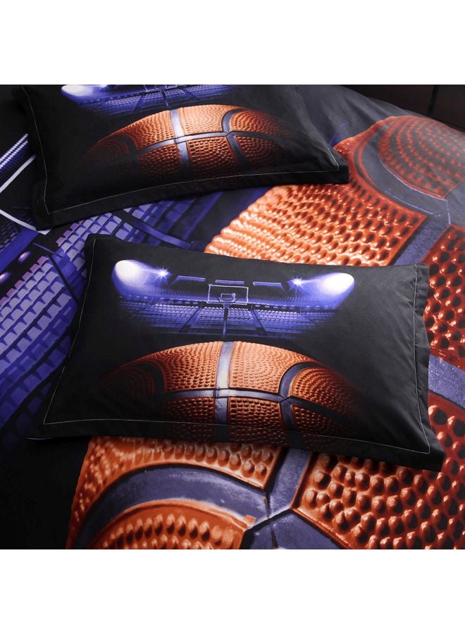3-Piece Basketball Court Printed Bedding Set Purple/Brown/Black  - Image 5