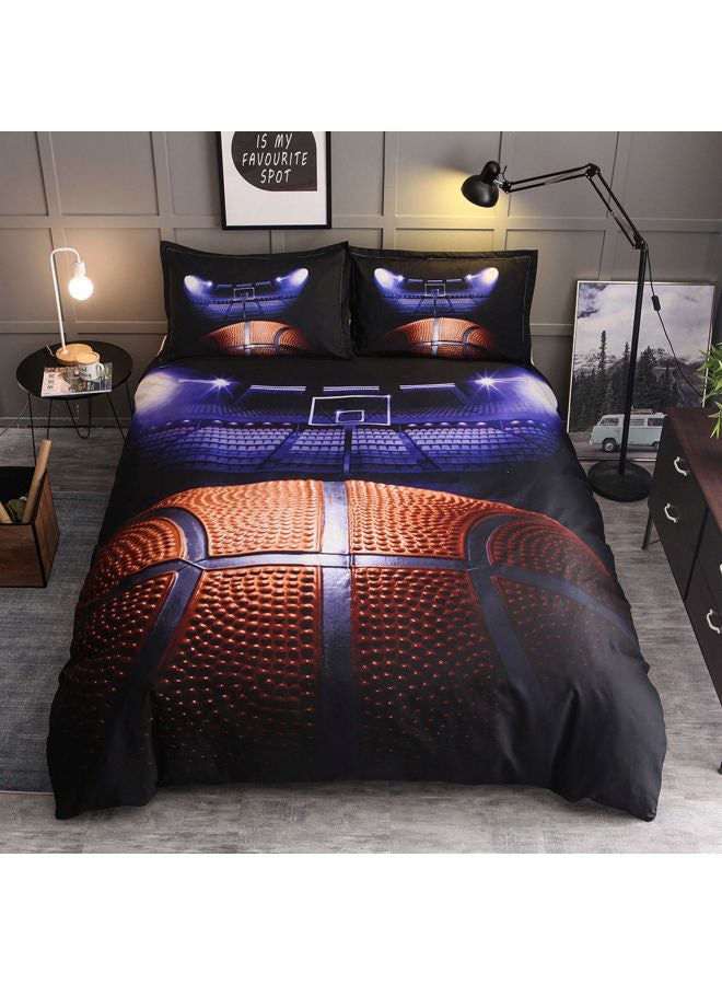 3-Piece Basketball Court Printed Bedding Set Purple/Brown/Black  - Image 2