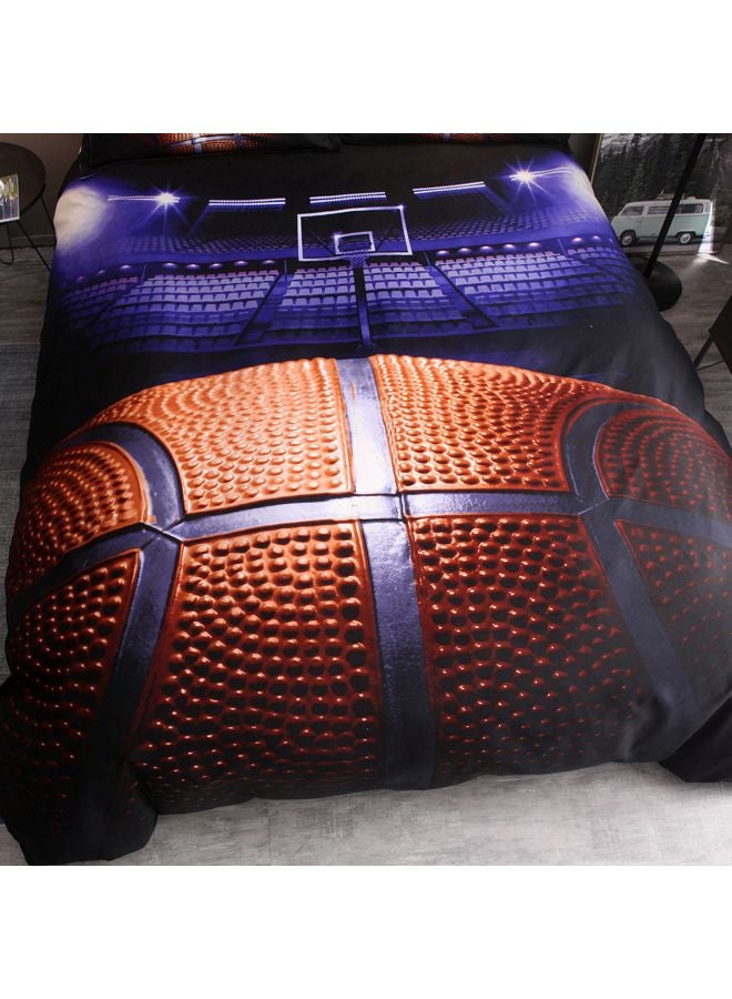 3-Piece Basketball Court Printed Bedding Set Purple/Brown/Black  - Image 4