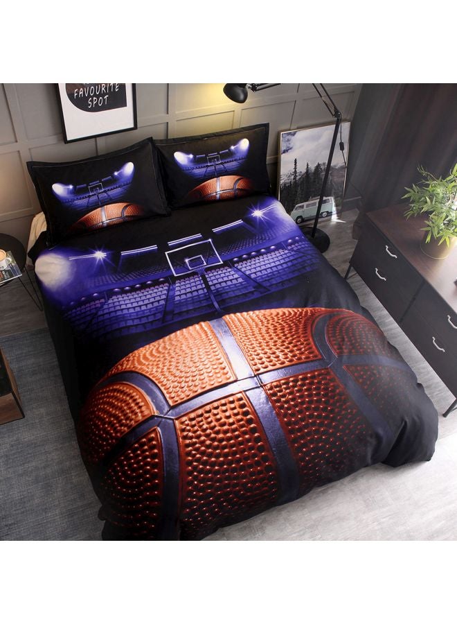 3-Piece Basketball Court Printed Bedding Set Purple/Brown/Black  - Image 3