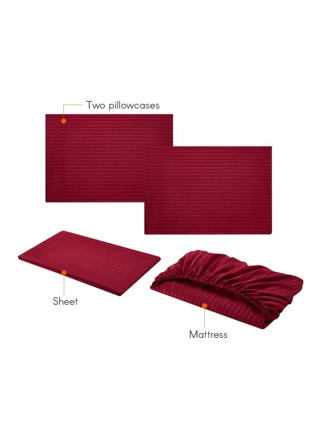 4-Piece Bedsheet With Mattress Set Polyester Red Queen - Image 4