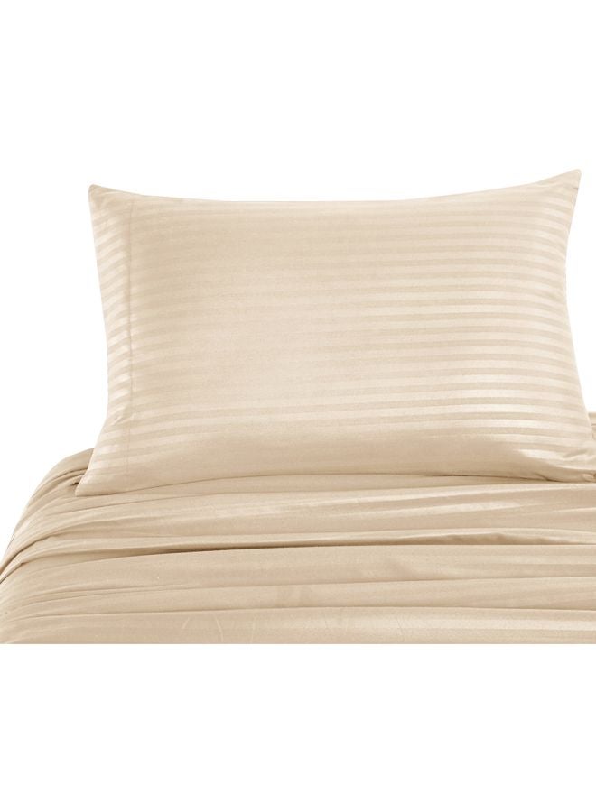 4-Piece Bedsheet With Mattress Set Polyester Beige Queen - Image 4